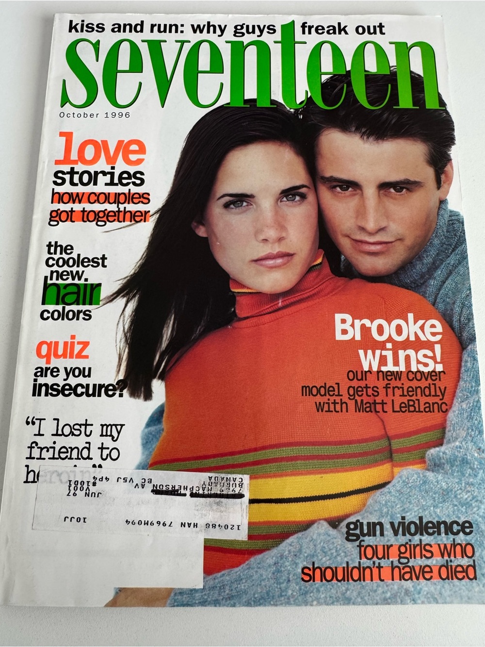 Seventeen 17 Teen Magazine October 1996 Matt LeBlanc
